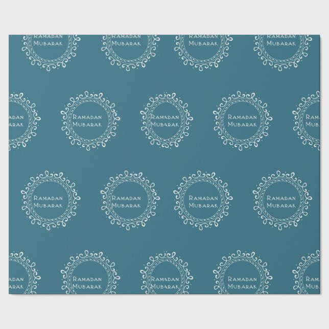 Teal Ramadan Mubarak Gift Wrap Paper (Seam)