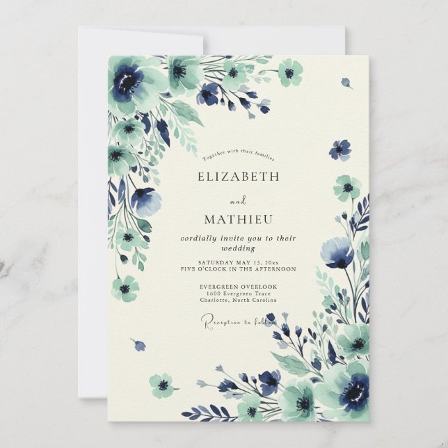 Teal Ravishing Spring Wedding Invitation (Front)