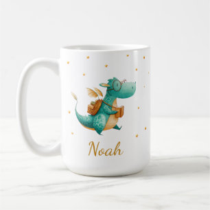 Teal Reading Dragon Mug – Personalised Boys’ Name