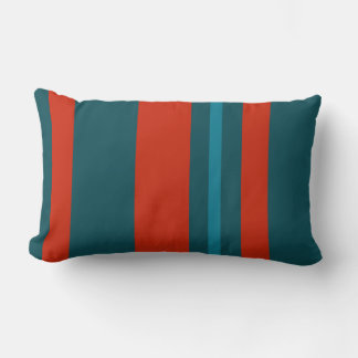 Teal Red and Blue Stripes Lumbar Cushion