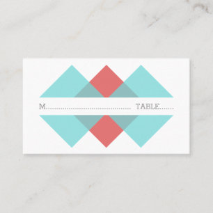 Teal Red Geometric Triad Place Card
