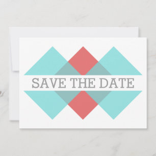 Teal Red Geometric Triad Save the Date Invite