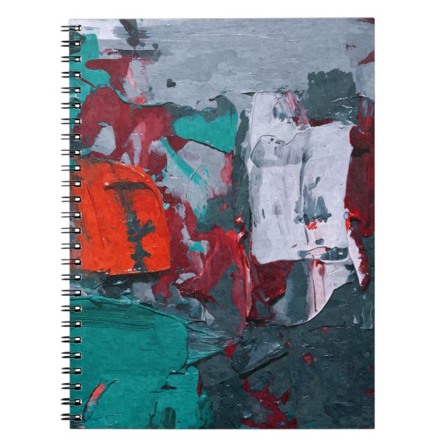 Teal Red Gray Urban Texture Abstract Notebook (Front)
