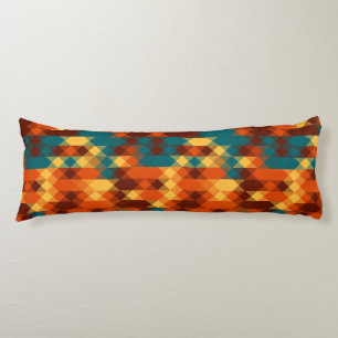 Teal, red, orange and yellow geometric body cushion