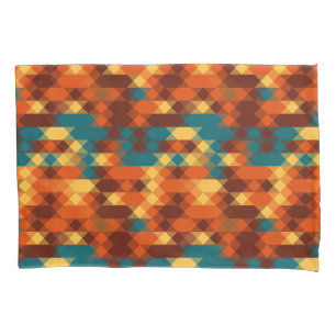 Teal, red, orange and yellow geometric pillowcase