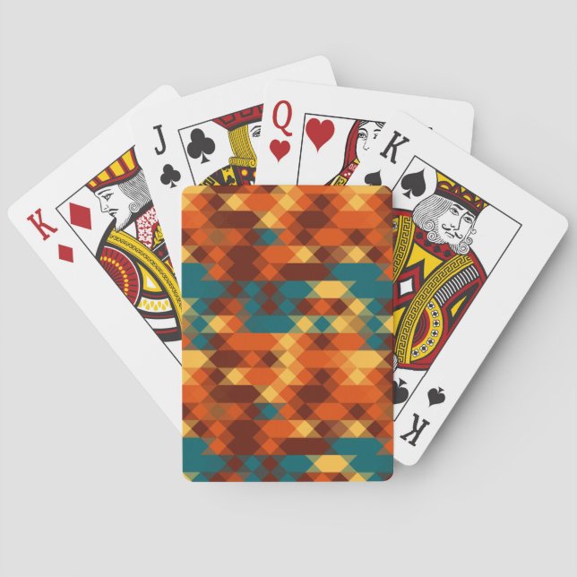 Teal, red, orange and yellow geometric playing cards (Back)
