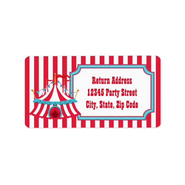 Teal & Red Vintage Circus or Carnival  Labels (Front)