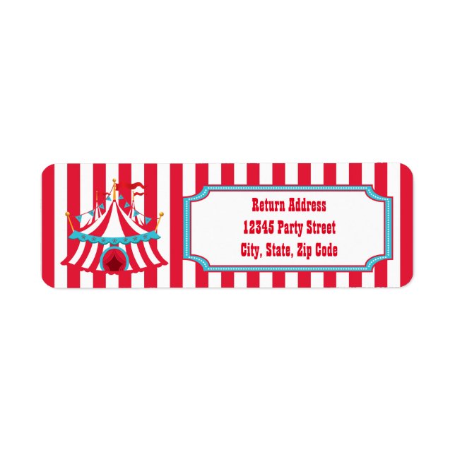 Teal & Red Vintage Circus or Carnival  Labels (Front)