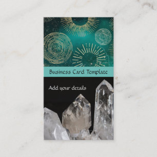 Teal Reiki Cards - Template White Quartz Crystals
