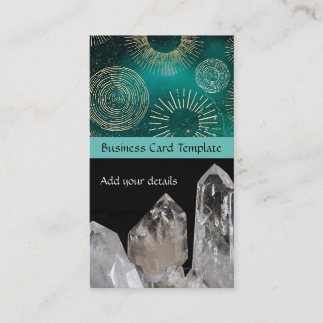 Teal Reiki Cards - Template White Quartz Crystals (Front)