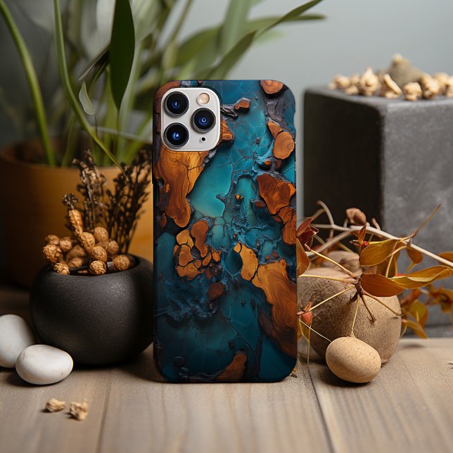 Teal Resin and Burl Wood Design Case-Mate iPhone Case (Creator Uploaded)
