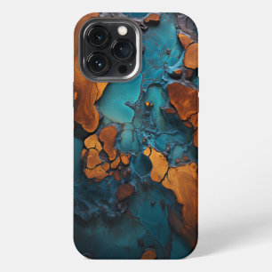 Teal Resin and Burl Wood Design iPhone 13 Pro Max Case