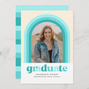 Teal Retro Arch Graduation Announcement