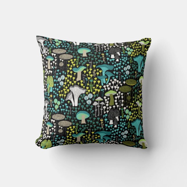Teal Retro Mushroom Cushion (Front)