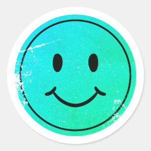 Teal Retro Smile Emoji Sticker