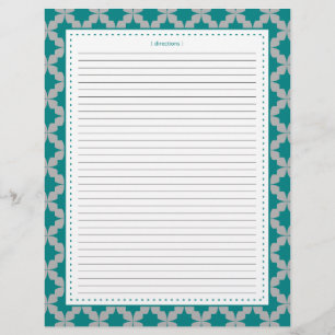 Teal Retro Star Additional Recipe Pages