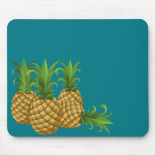 Teal Retro Vintage Pineapple Mouse Mat