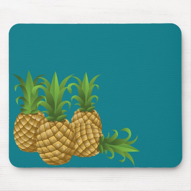 Teal Retro Vintage Pineapple Mouse Mat (Front)