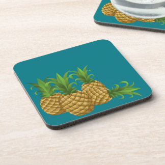 Teal Retro Vintage Pineapples Coaster
