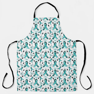 Teal Ribbon Awareness Seamless Pattern Apron