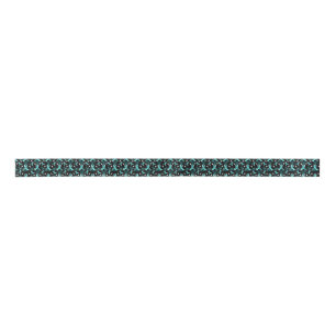 Teal Ribbon Awareness Seamless Pattern in Black Satin Ribbon