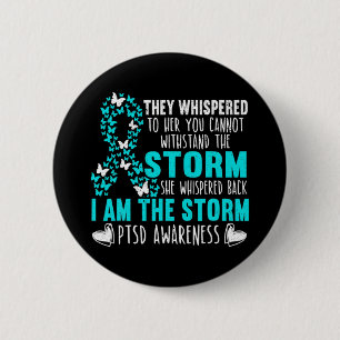 Teal Ribbon Butterfly The Storm Warrior Ptsd Aware 6 Cm Round Badge