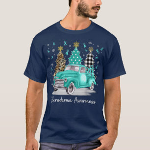 Teal Ribbon Christmas Vintage Truck Scleroderma Aw T-Shirt