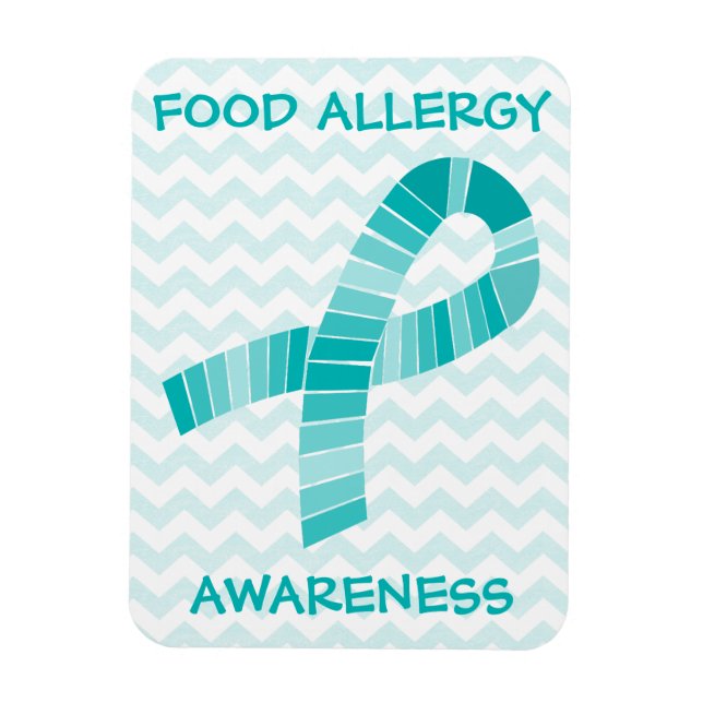 Teal Ribbon Food Allergy Awareness Teal Chevron Magnet (Vertical)