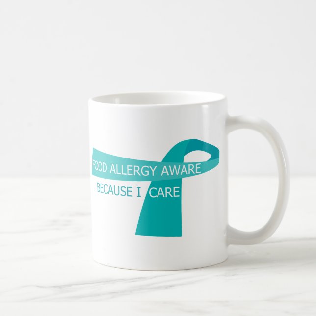 Teal Ribbon Food Allergy Awareness Teal Ribbon Coffee Mug (Right)