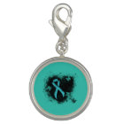 Teal  Ribbon Grunge Heart