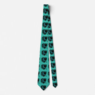 Teal Ribbon Grunge Heart Tie