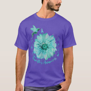Teal Ribbon Hummingbird Sunflower Tourettes Awaren T-Shirt