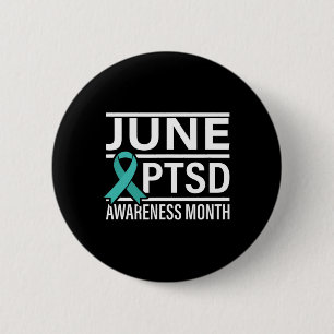 Teal Ribbon June PTSD Awareness Month 6 Cm Round Badge