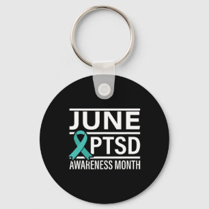 Teal Ribbon June PTSD Awareness Month Key Ring