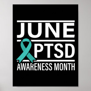 Teal Ribbon June PTSD Awareness Month  Poster