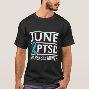 Teal Ribbon June Ptsd Awareness Month T-Shirt