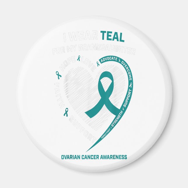 Teal Ribbon Ovarian Cancer Awareness Gifts Grandda Magnet (Front)