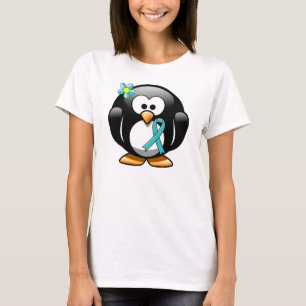 Teal Ribbon Penguin T-Shirt