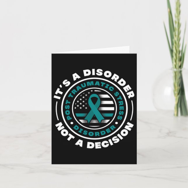 Teal Ribbon Post Traumatic Stress Disorder Awarene Card (Front)