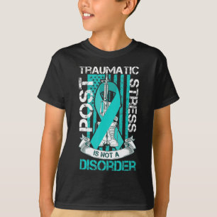 Teal Ribbon Post Traumatic Stress Flag Ptsd Awaren T-Shirt