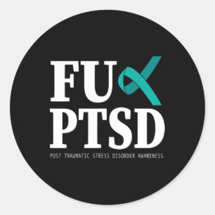 Teal Ribbon Ptsd Awareness - Support Stress Awaren Classic Round Sticker
