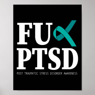 Teal Ribbon Ptsd Awareness - Support Stress Awaren Poster