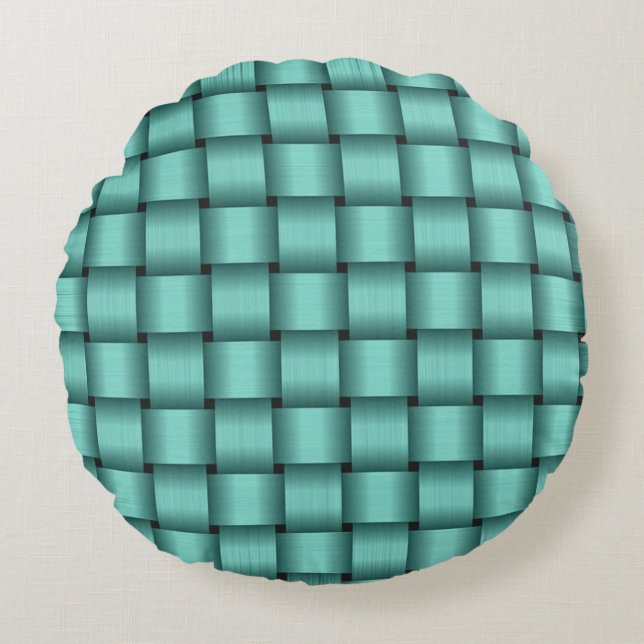 Teal Ribbon Round Cushion (Front)