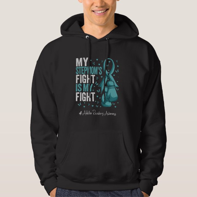 Teal Ribbon Stepmother Addiction Recovery Awarenes Hoodie (Front)