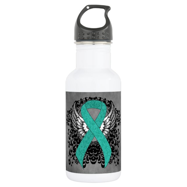 Teal Ribbon Support Awareness 532 Ml Water Bottle (Front)