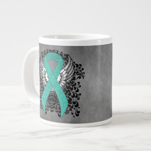 Teal Ribbon Support Awareness Large Coffee Mug