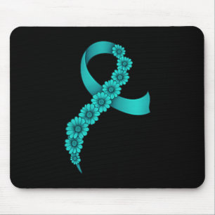 Teal Ribbon Suprter Men Women Ovarian Cancer Mouse Mat