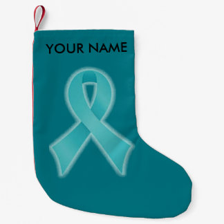 Teal Ribbon Themed Christmas Stocking