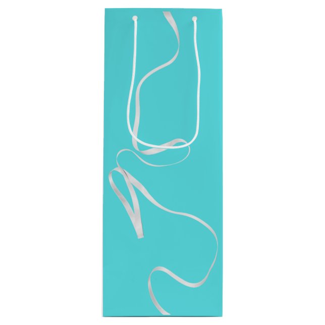 Teal & Ribbon Wine Gift Bag (Front)