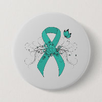 Teal Ribbon with Butterfly